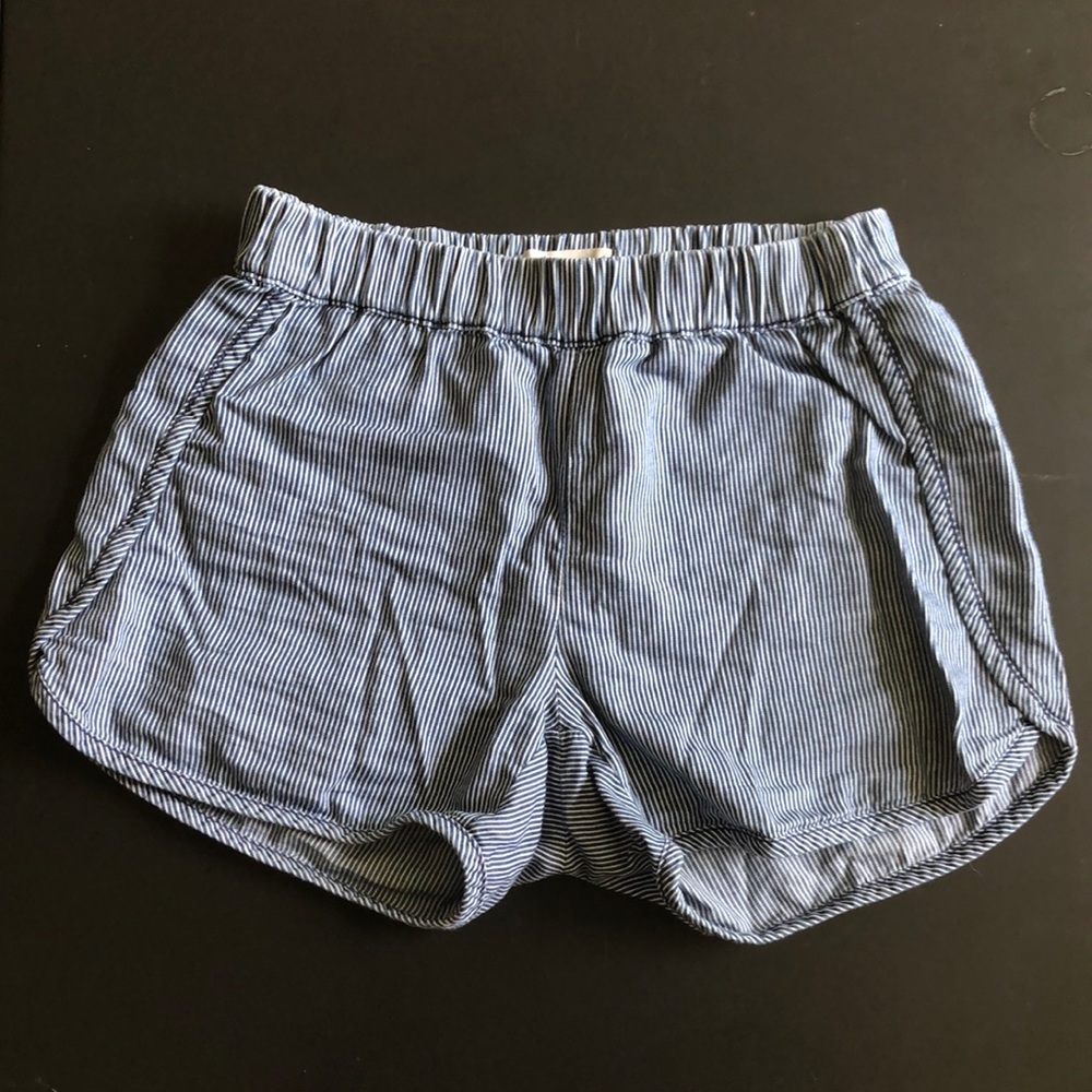 Madewell pull up shorts xxs blue white stripes